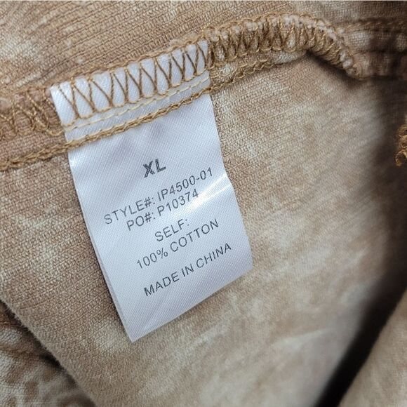 BIBI Courdoroy Button Up Shirt Jacket Distressed Tan NWT XL Pockets - Picture 8 of 9